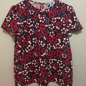 Draper James Floral Top Medium Navy Red